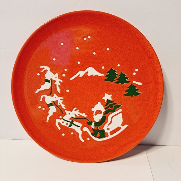 Waechtersbach Santa, Sleigh, Reindeer Etched Plate 7 5/8 Extremely Rare - Picture 6 of 6